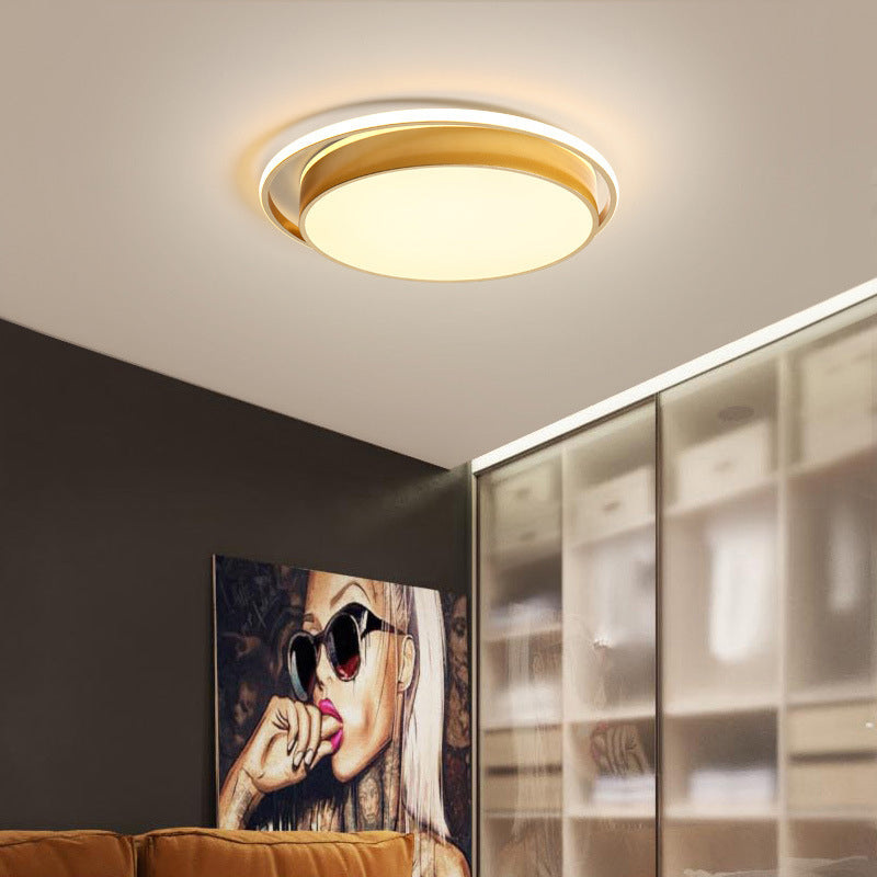 Black/Gold Round Flush Mount Light 10"/18"/21.5" W Simple Acrylic LED Ceiling Lighting in Warm/White Light/Remote Control Stepless Dimming Clearhalo 'Ceiling Lights' 'Close To Ceiling Lights' 'Close to ceiling' 'Flush mount' Lighting' 294296