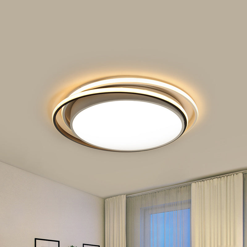 15"/19" W Flush Ring Light Simple Style Metal LED Black/White Ceiling Lighting in Warm/White/3 Color Light White Clearhalo 'Ceiling Lights' 'Close To Ceiling Lights' 'Close to ceiling' 'Flush mount' Lighting' 294301