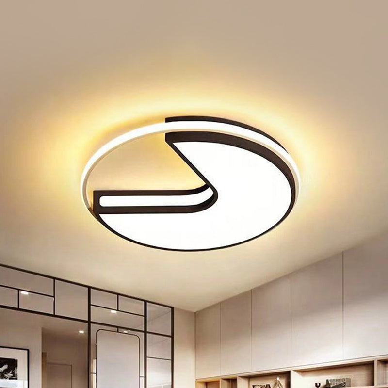 Black and White Big Mouth Flush Light 16"/19.5" W Modern LED Metal Ceiling Lamp in Warm/White/3 Color Light Clearhalo 'Ceiling Lights' 'Close To Ceiling Lights' 'Close to ceiling' 'Flush mount' Lighting' 294317