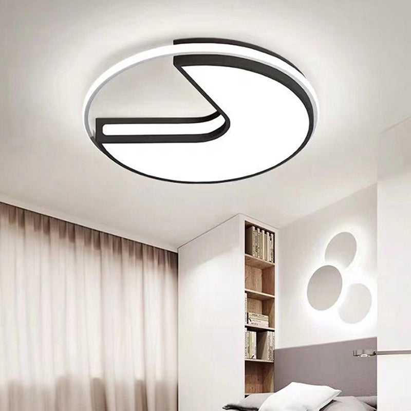 Black and White Big Mouth Flush Light 16"/19.5" W Modern LED Metal Ceiling Lamp in Warm/White/3 Color Light Black-White White Clearhalo 'Ceiling Lights' 'Close To Ceiling Lights' 'Close to ceiling' 'Flush mount' Lighting' 294319