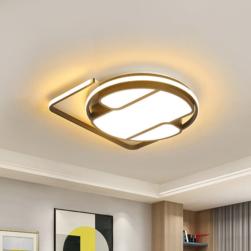 16"/19.5" W Modern Geometric Ceiling Light Metal LED Black and White Flush Mount in White/3 Color Light for Living Room Black-White 3 Color Clearhalo 'Ceiling Lights' 'Close To Ceiling Lights' 'Close to ceiling' 'Flush mount' Lighting' 294323