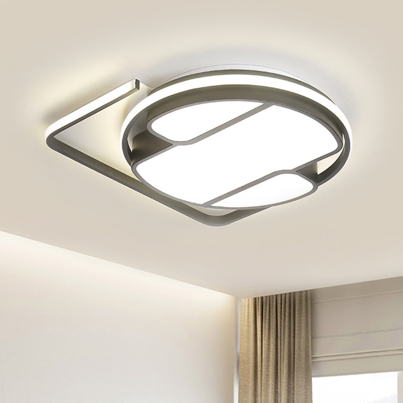 16"/19.5" W Modern Geometric Ceiling Light Metal LED Black and White Flush Mount in White/3 Color Light for Living Room Black-White White Clearhalo 'Ceiling Lights' 'Close To Ceiling Lights' 'Close to ceiling' 'Flush mount' Lighting' 294325