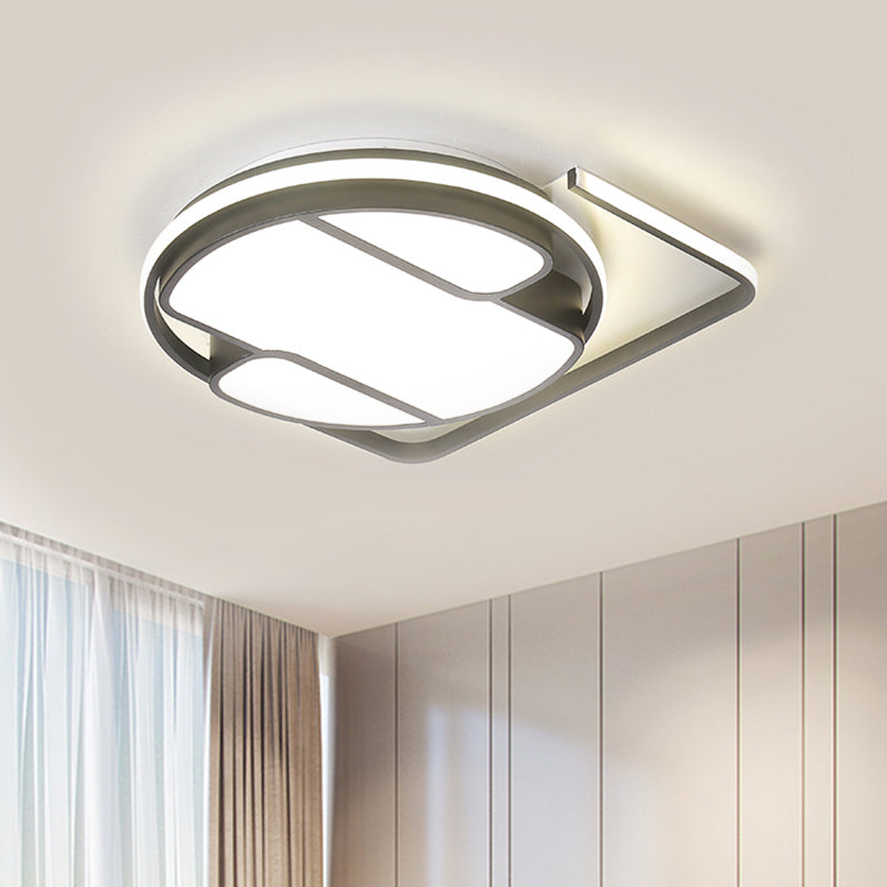 16"/19.5" W Modern Geometric Ceiling Light Metal LED Black and White Flush Mount in White/3 Color Light for Living Room Clearhalo 'Ceiling Lights' 'Close To Ceiling Lights' 'Close to ceiling' 'Flush mount' Lighting' 294326