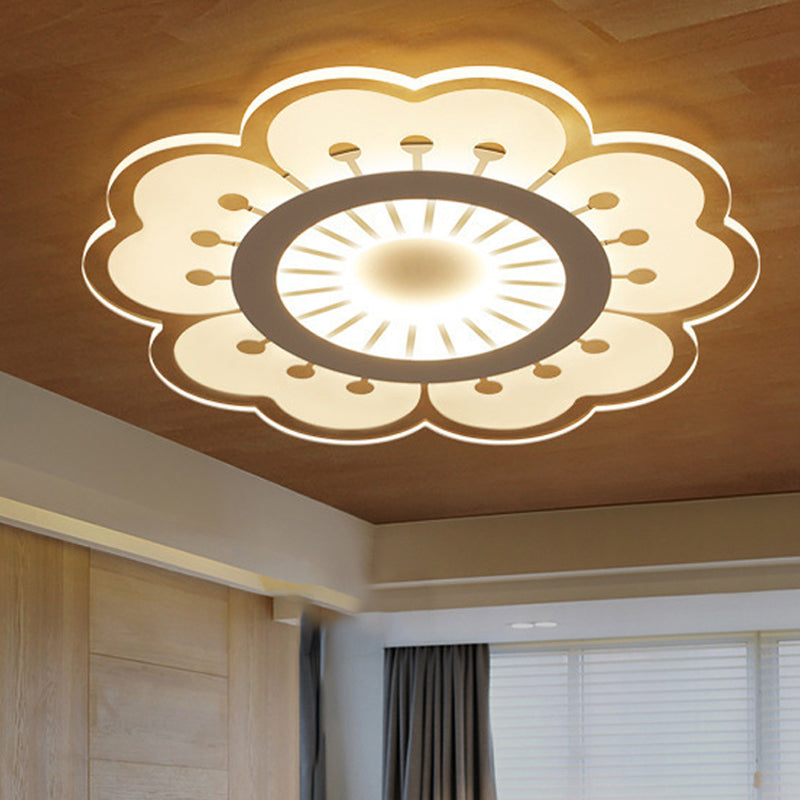 Flower Ceiling Fixture Contemporary Acrylic White 16.5"/20.5" Wide LED Flush Mount Lighting, Warm/White/3 Color Light White Warm Clearhalo 'Ceiling Lights' 'Close To Ceiling Lights' 'Close to ceiling' 'Flush mount' Lighting' 294331