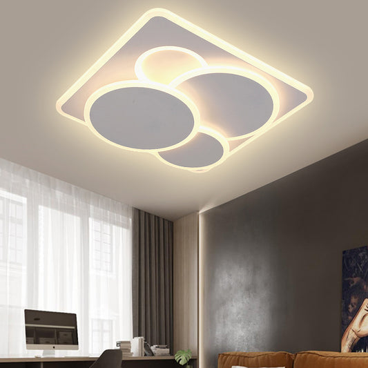 Geometric Flush Light Fixture Simple Acrylic White LED Ceiling Mounted Light in Warm/White Light White Clearhalo 'Ceiling Lights' 'Close To Ceiling Lights' 'Close to ceiling' 'Flush mount' Lighting' 294343