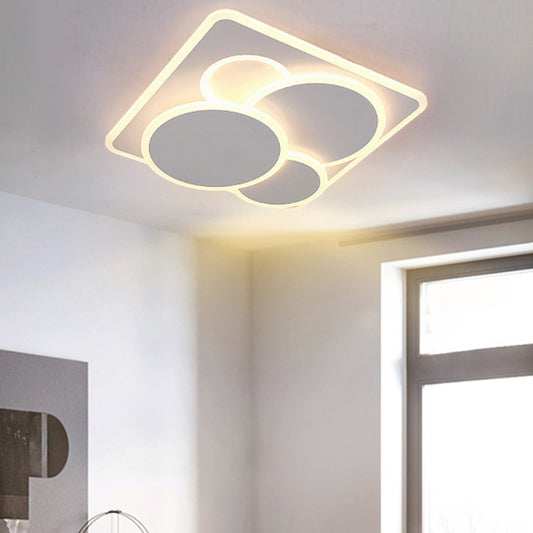 Geometric Flush Light Fixture Simple Acrylic White LED Ceiling Mounted Light in Warm/White Light Clearhalo 'Ceiling Lights' 'Close To Ceiling Lights' 'Close to ceiling' 'Flush mount' Lighting' 294346