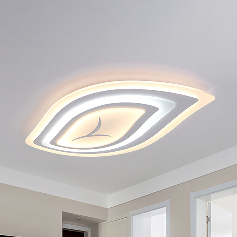 White Leaf Flush Mount Modern Acrylic 21.5"/25.5"/33.5" Wide LED Ceiling Light in Warm Light/White Light/Remote Control Stepless Dimming White Clearhalo 'Ceiling Lights' 'Close To Ceiling Lights' 'Close to ceiling' 'Flush mount' Lighting' 294349