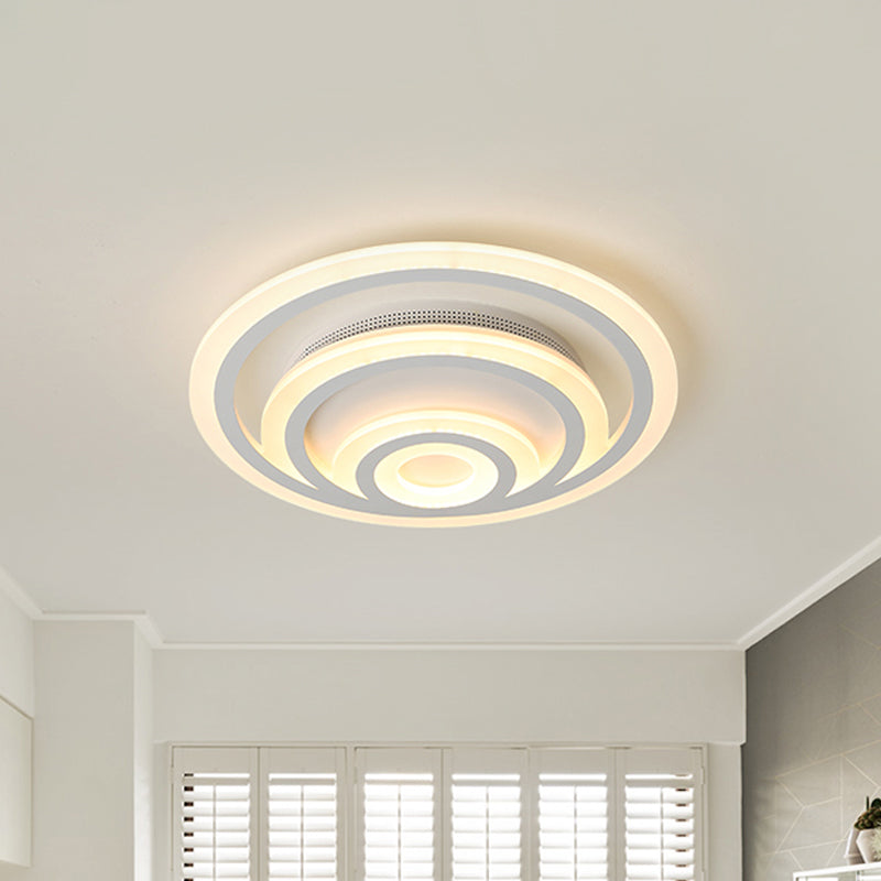 16"/19.5" Wide Ripple Acrylic Flush Mount Light Minimalist White LED Ceiling Lighting, Warm/White/3 Color Light White Clearhalo 'Ceiling Lights' 'Close To Ceiling Lights' 'Close to ceiling' 'Flush mount' Lighting' 294358