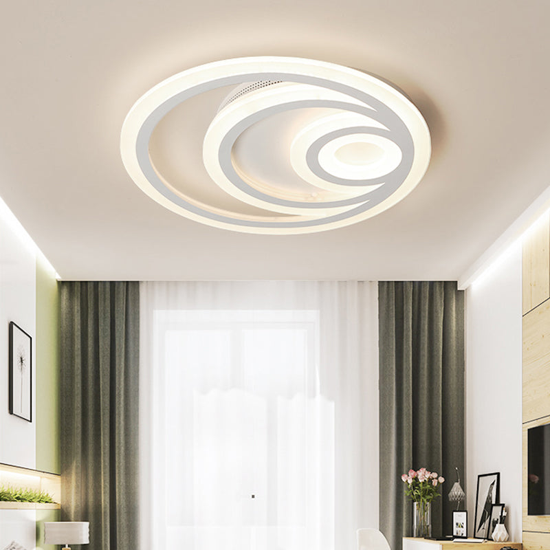 16"/19.5" Wide Ripple Acrylic Flush Mount Light Minimalist White LED Ceiling Lighting, Warm/White/3 Color Light Clearhalo 'Ceiling Lights' 'Close To Ceiling Lights' 'Close to ceiling' 'Flush mount' Lighting' 294360