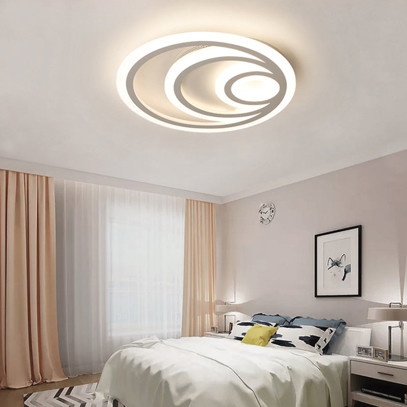 16"/19.5" Wide Ripple Acrylic Flush Mount Light Minimalist White LED Ceiling Lighting, Warm/White/3 Color Light Clearhalo 'Ceiling Lights' 'Close To Ceiling Lights' 'Close to ceiling' 'Flush mount' Lighting' 294361