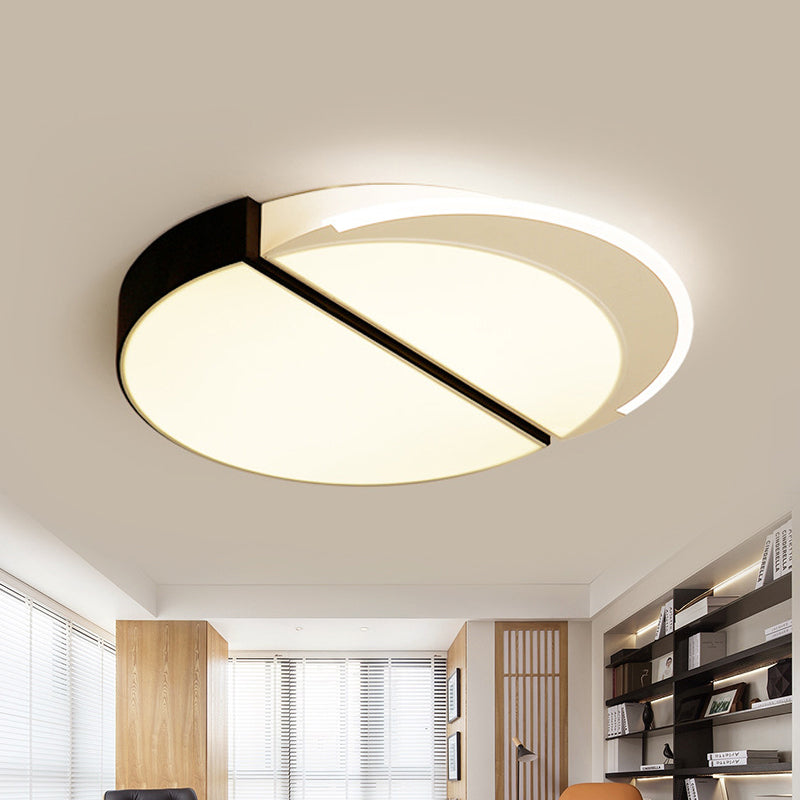 Black-White Round Ceiling Lighting Modern Metal LED Flush Mount Fixture in Warm/White/3 Color Light, 16"/19.5" Wide Clearhalo 'Ceiling Lights' 'Close To Ceiling Lights' 'Close to ceiling' 'Flush mount' Lighting' 294375