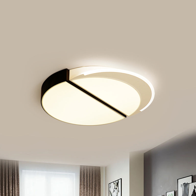 Black-White Round Ceiling Lighting Modern Metal LED Flush Mount Fixture in Warm/White/3 Color Light, 16"/19.5" Wide Clearhalo 'Ceiling Lights' 'Close To Ceiling Lights' 'Close to ceiling' 'Flush mount' Lighting' 294376