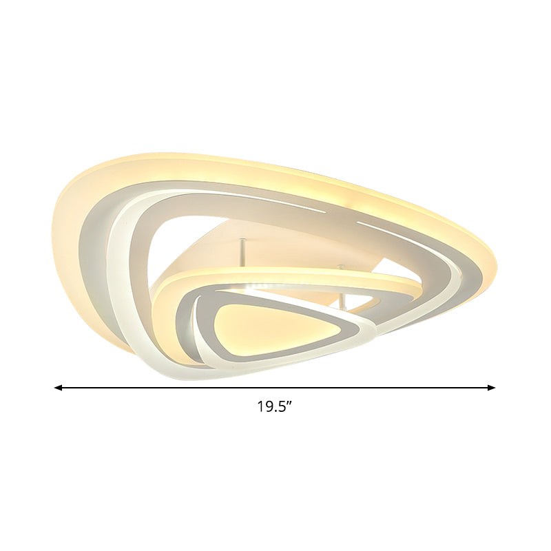 Triangle Acrylic Flush Mount Light Fixture Modern White LED Ceiling Lamp, Warm/White/Outer Warm Inner White Light Clearhalo 'Ceiling Lights' 'Close To Ceiling Lights' 'Close to ceiling' 'Flush mount' Lighting' 294387
