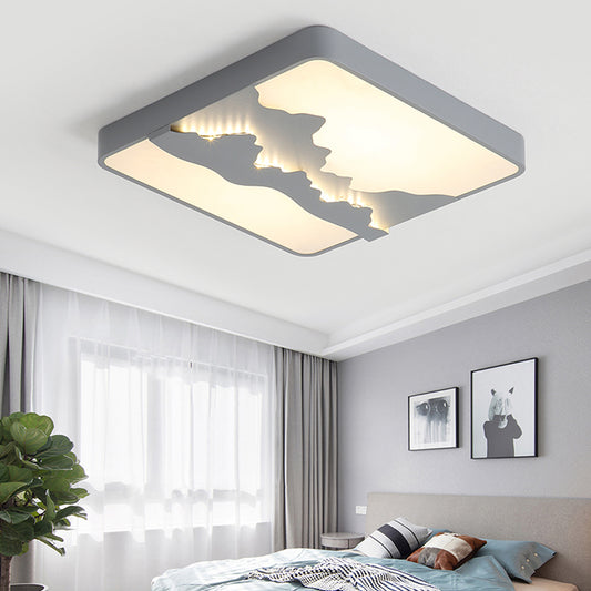 Metal Square Ceiling Lighting Modern Gray/White 16"/19.5" Wide LED Flush Mount Lamp, Warm/White Light Clearhalo 'Ceiling Lights' 'Close To Ceiling Lights' 'Close to ceiling' 'Flush mount' Lighting' 294412