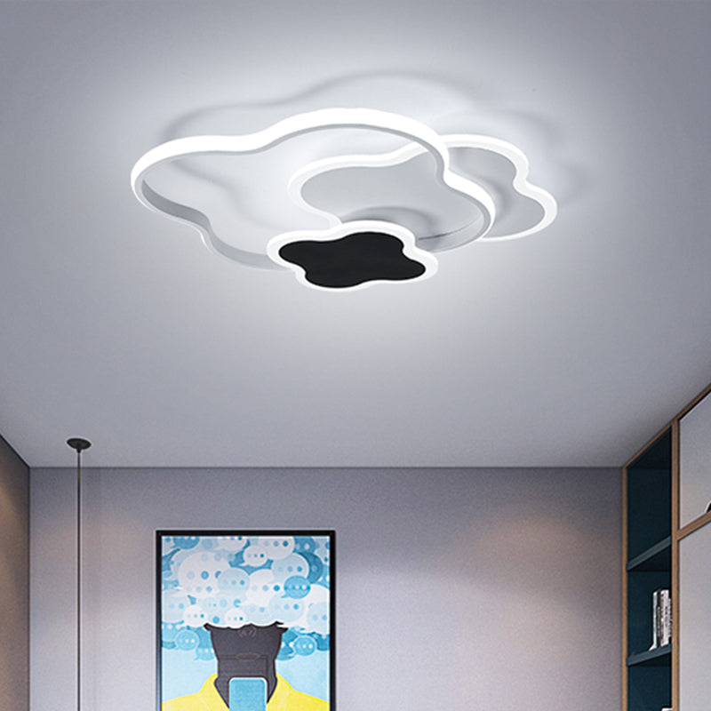 Geometric Acrylic Ceiling Light Simple Style Black-White LED Flush Mount Light in Warm/White Light, 18"/21.5" Wide Black-White White Clearhalo 'Ceiling Lights' 'Close To Ceiling Lights' 'Close to ceiling' 'Flush mount' Lighting' 294418