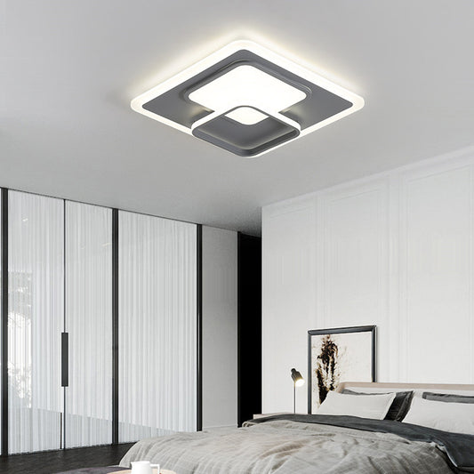 16"/19.5" Wide Square Ceiling Mount Light Fixture Contemporary Acrylic Gray LED Flush Mount in Warm/White Light Grey White Clearhalo 'Ceiling Lights' 'Close To Ceiling Lights' 'Close to ceiling' 'Flush mount' Lighting' 294429