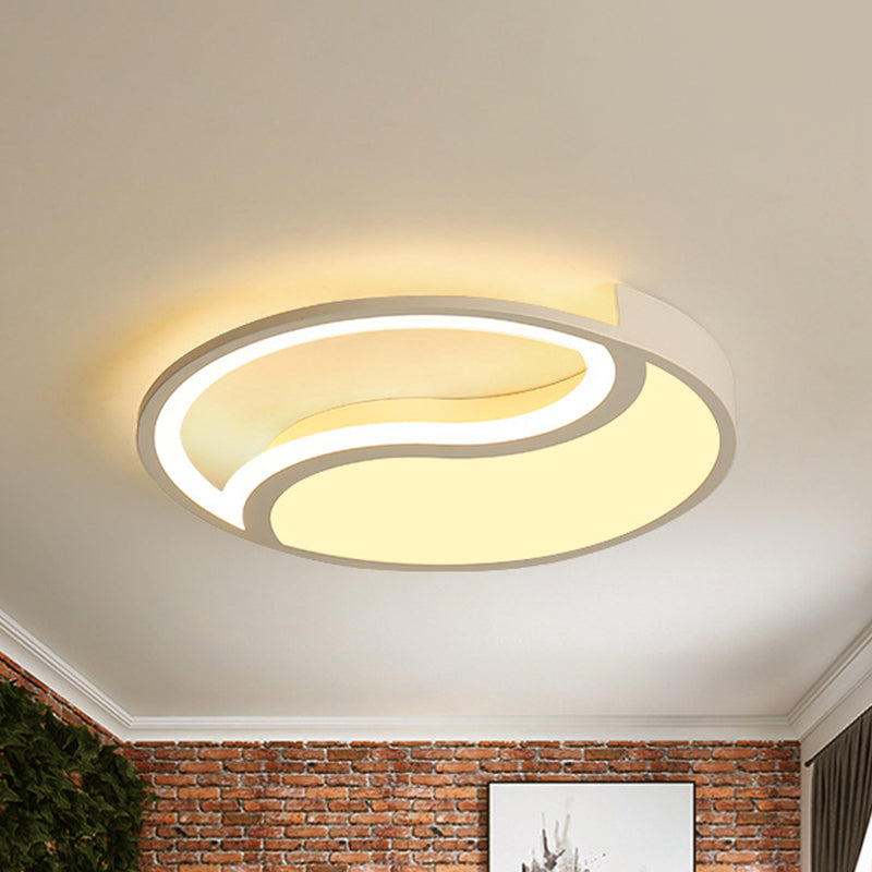 Circle Flush Mount Light Simple Style Acrylic White LED Ceiling Light in Warm/White/3 Color Light, 16"/19.5" Wide Clearhalo 'Ceiling Lights' 'Close To Ceiling Lights' 'Close to ceiling' 'Flush mount' Lighting' 294443