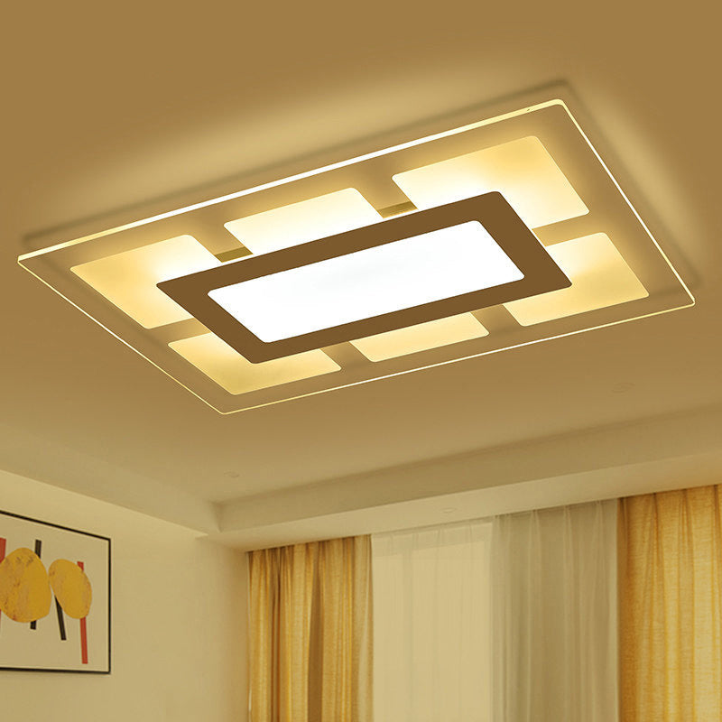 White Rectangle Ceiling Mounted Light Fixture Modern Acrylic 23.5"/35.5" Wide LED Flush Mount in Warm/White Light Clearhalo 'Ceiling Lights' 'Close To Ceiling Lights' 'Close to ceiling' 'Flush mount' Lighting' 294458