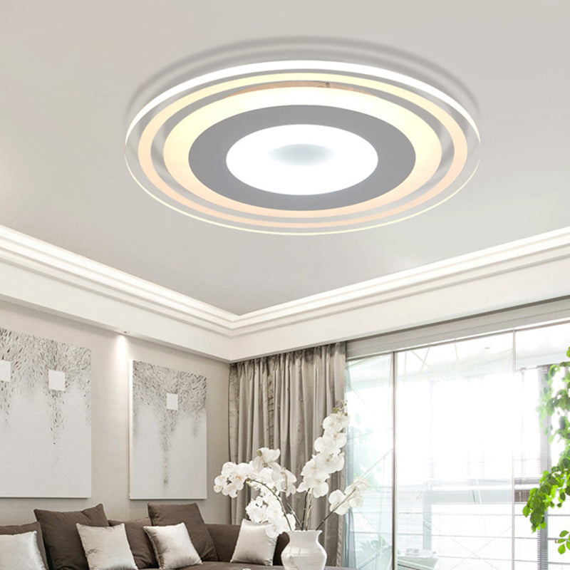 LED Flush Mount Fixture Simple Style White Ceiling Lighting with Circle Acrylic Shade in Warm/White/3 Color Light, 16.5"/19.5"/23.5" Wide White Clearhalo 'Ceiling Lights' 'Close To Ceiling Lights' 'Close to ceiling' 'Flush mount' Lighting' 294464