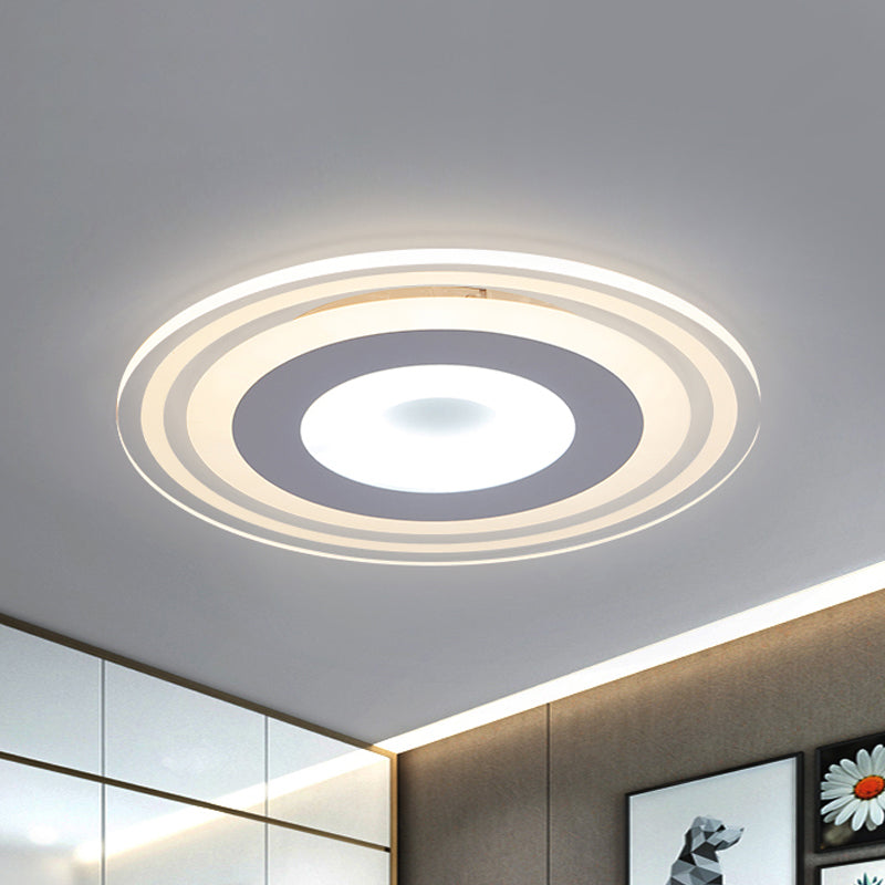 LED Flush Mount Fixture Simple Style White Ceiling Lighting with Circle Acrylic Shade in Warm/White/3 Color Light, 16.5"/19.5"/23.5" Wide Clearhalo 'Ceiling Lights' 'Close To Ceiling Lights' 'Close to ceiling' 'Flush mount' Lighting' 294465