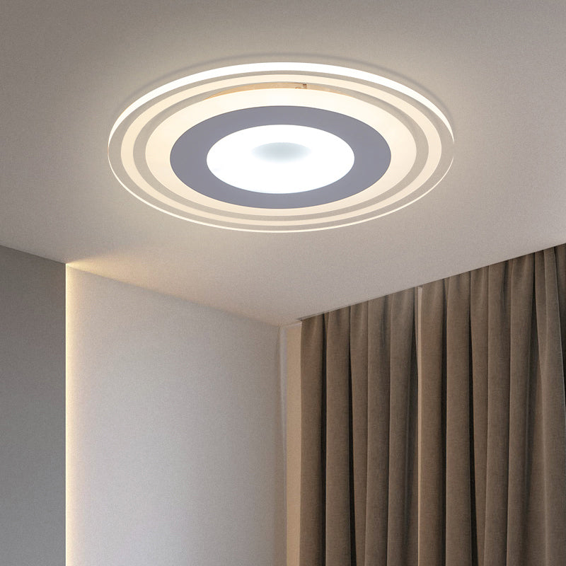 LED Flush Mount Fixture Simple Style White Ceiling Lighting with Circle Acrylic Shade in Warm/White/3 Color Light, 16.5"/19.5"/23.5" Wide Clearhalo 'Ceiling Lights' 'Close To Ceiling Lights' 'Close to ceiling' 'Flush mount' Lighting' 294466