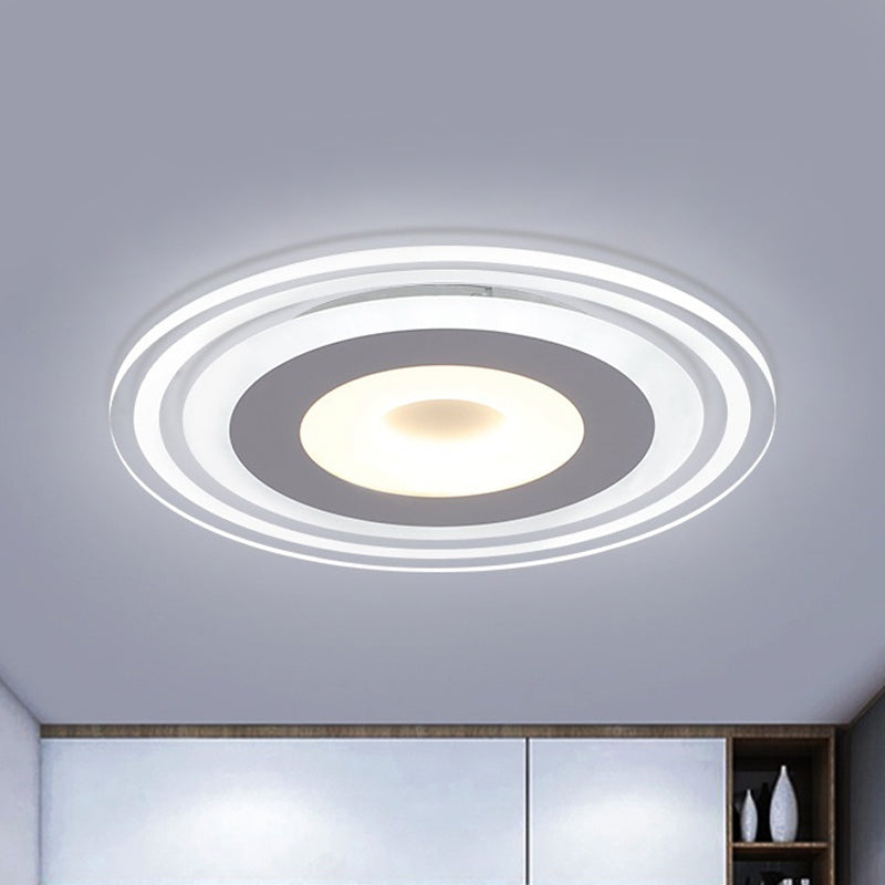LED Flush Mount Fixture Simple Style White Ceiling Lighting with Circle Acrylic Shade in Warm/White/3 Color Light, 16.5"/19.5"/23.5" Wide White White Clearhalo 'Ceiling Lights' 'Close To Ceiling Lights' 'Close to ceiling' 'Flush mount' Lighting' 294467
