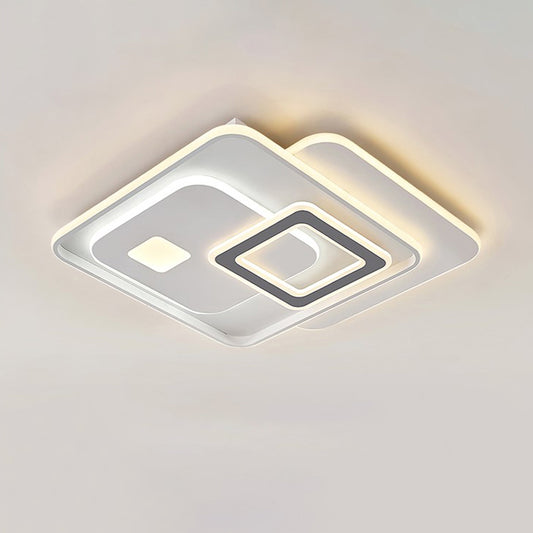 Overlapping Acrylic Ceiling Fixture Contemporary White LED Flush Mount Lighting for Bedroom White Clearhalo 'Ceiling Lights' 'Close To Ceiling Lights' 'Close to ceiling' 'Flush mount' Lighting' 294485