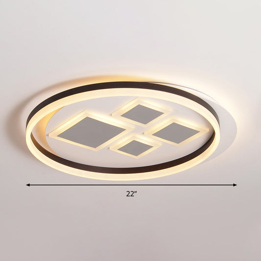 Coffee Rhombus Flush Mount Lamp Contemporary Acrylic LED Ceiling Fixture for Bedroom Clearhalo 'Ceiling Lights' 'Close To Ceiling Lights' 'Close to ceiling' 'Flush mount' Lighting' 294560