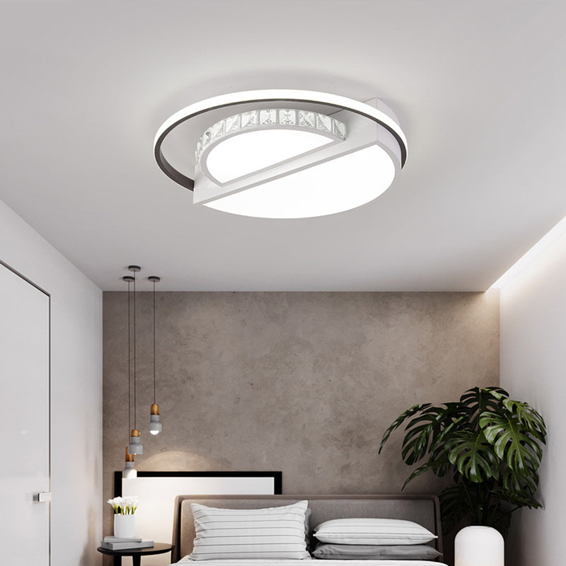 Metal Semicircle Flush Mount Light Fixture Contemporary White LED Ceiling Light for Bedroom Clearhalo 'Ceiling Lights' 'Close To Ceiling Lights' 'Close to ceiling' 'Flush mount' Lighting' 294571