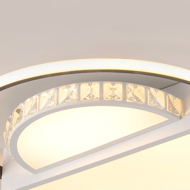 Metal Semicircle Flush Mount Light Fixture Contemporary White LED Ceiling Light for Bedroom Clearhalo 'Ceiling Lights' 'Close To Ceiling Lights' 'Close to ceiling' 'Flush mount' Lighting' 294574