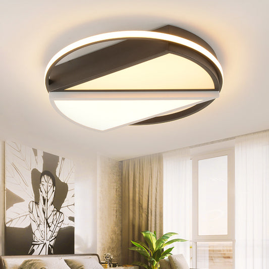 Geometric Flush Mount Fixture Modern Metal Black and White LED Ceiling Lamp for Bedroom Black-White Clearhalo 'Ceiling Lights' 'Close To Ceiling Lights' 'Close to ceiling' 'Flush mount' Lighting' 294575