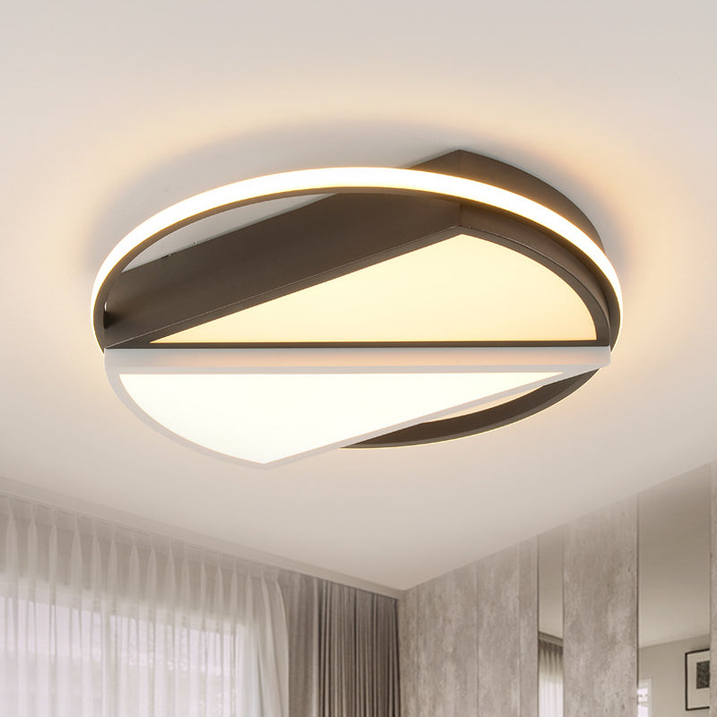 Geometric Flush Mount Fixture Modern Metal Black and White LED Ceiling Lamp for Bedroom Clearhalo 'Ceiling Lights' 'Close To Ceiling Lights' 'Close to ceiling' 'Flush mount' Lighting' 294576