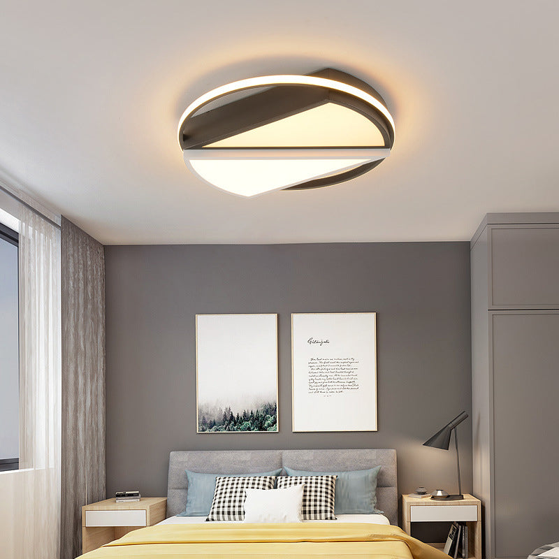 Geometric Flush Mount Fixture Modern Metal Black and White LED Ceiling Lamp for Bedroom Clearhalo 'Ceiling Lights' 'Close To Ceiling Lights' 'Close to ceiling' 'Flush mount' Lighting' 294577