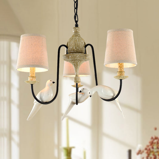 Barrel Pendant Chandelier Light Nordic Fabric 3/6 Heads Light Tan Hanging Ceiling Light 3 Light Tan Clearhalo 'Ceiling Lights' 'Chandeliers' 'Modern Chandeliers' 'Modern' Lighting' 294637