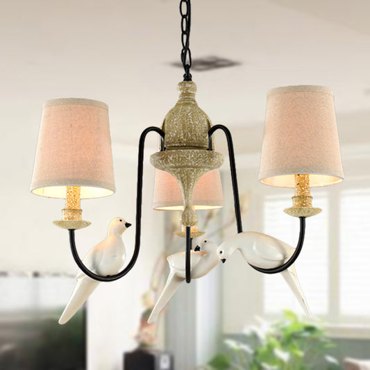 Barrel Pendant Chandelier Light Nordic Fabric 3/6 Heads Light Tan Hanging Ceiling Light Clearhalo 'Ceiling Lights' 'Chandeliers' 'Modern Chandeliers' 'Modern' Lighting' 294638