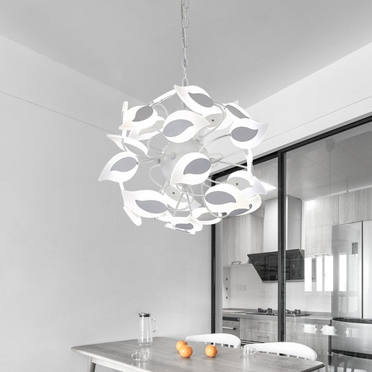 Leaf Chandelier Lighting Fixture Modern Acrylic White LED Hanging Pendant Light for Dining Room White Clearhalo 'Ceiling Lights' 'Chandeliers' 'Modern Chandeliers' 'Modern' Lighting' 294646