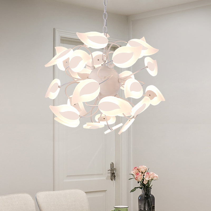 Leaf Chandelier Lighting Fixture Modern Acrylic White LED Hanging Pendant Light for Dining Room Clearhalo 'Ceiling Lights' 'Chandeliers' 'Modern Chandeliers' 'Modern' Lighting' 294647