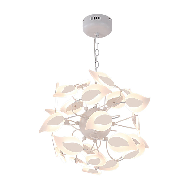 Leaf Chandelier Lighting Fixture Modern Acrylic White LED Hanging Pendant Light for Dining Room Clearhalo 'Ceiling Lights' 'Chandeliers' 'Modern Chandeliers' 'Modern' Lighting' 294649