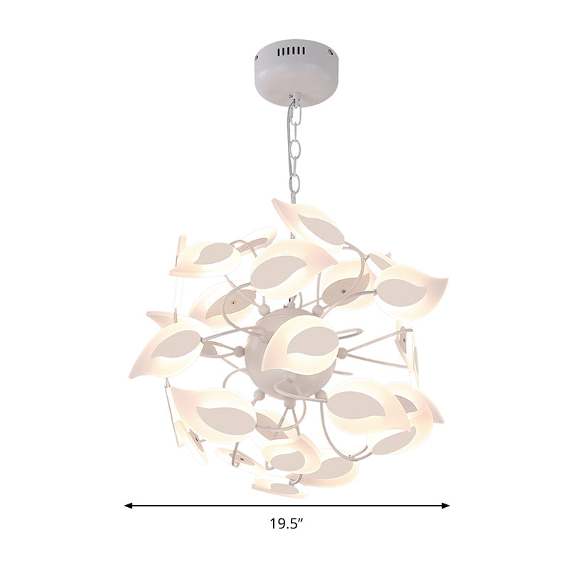 Leaf Chandelier Lighting Fixture Modern Acrylic White LED Hanging Pendant Light for Dining Room Clearhalo 'Ceiling Lights' 'Chandeliers' 'Modern Chandeliers' 'Modern' Lighting' 294650