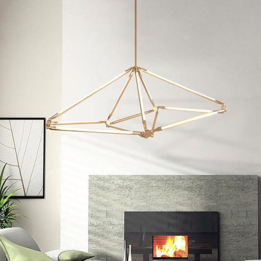 Gold Diamond Frame Hanging Ceiling Light Modernism Metal LED Chandelier Lighting Gold Clearhalo 'Ceiling Lights' 'Chandeliers' 'Modern Chandeliers' 'Modern' Lighting' 294651