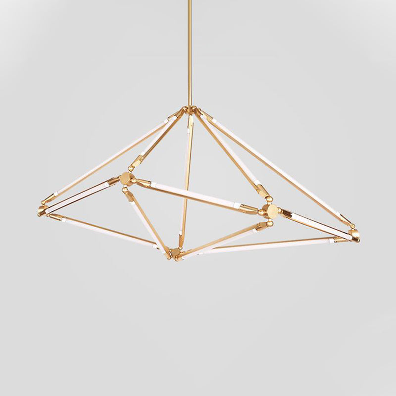 Gold Diamond Frame Hanging Ceiling Light Modernism Metal LED Chandelier Lighting Clearhalo 'Ceiling Lights' 'Chandeliers' 'Modern Chandeliers' 'Modern' Lighting' 294654