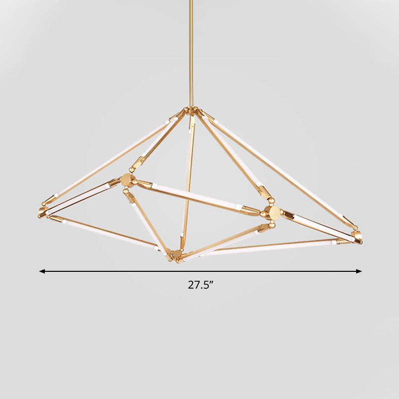 Gold Diamond Frame Hanging Ceiling Light Modernism Metal LED Chandelier Lighting Clearhalo 'Ceiling Lights' 'Chandeliers' 'Modern Chandeliers' 'Modern' Lighting' 294655