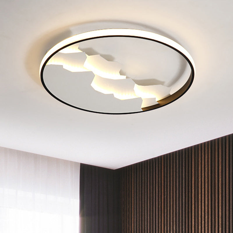 16.5"/19.5" Wide Black Circle Ceiling Light Modern Acrylic LED Flush Light Fixture in Warm/White/Natural Light Clearhalo 'Ceiling Lights' 'Close To Ceiling Lights' 'Close to ceiling' 'Flush mount' Lighting' 294690