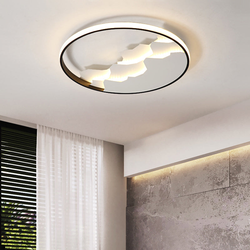 16.5"/19.5" Wide Black Circle Ceiling Light Modern Acrylic LED Flush Light Fixture in Warm/White/Natural Light Clearhalo 'Ceiling Lights' 'Close To Ceiling Lights' 'Close to ceiling' 'Flush mount' Lighting' 294691