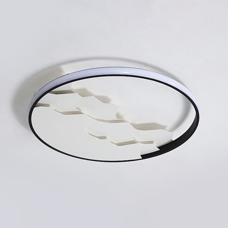 16.5"/19.5" Wide Black Circle Ceiling Light Modern Acrylic LED Flush Light Fixture in Warm/White/Natural Light Clearhalo 'Ceiling Lights' 'Close To Ceiling Lights' 'Close to ceiling' 'Flush mount' Lighting' 294692