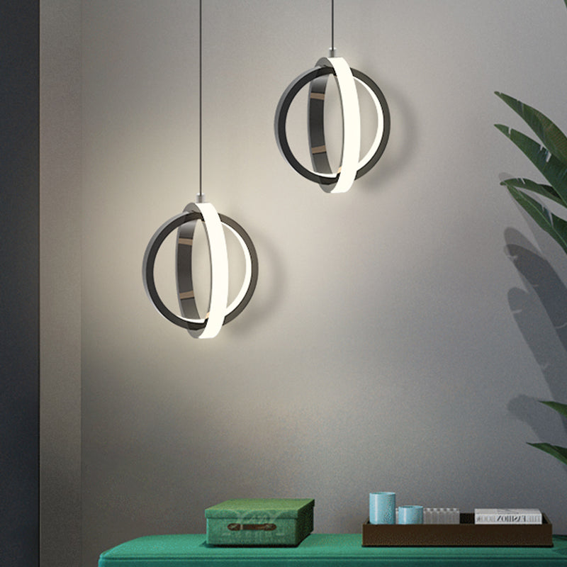 Orbit Metal Hanging Ceiling Light Contemporary Black LED Pendant Light Kit, Warm/White Light Black Clearhalo 'Ceiling Lights' 'Modern Pendants' 'Modern' 'Pendant Lights' 'Pendants' Lighting' 294695