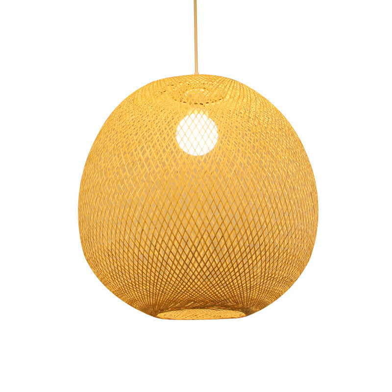 14"/18"/21.5" Wide Ball Ceiling Lamp Modern Bamboo 1 Light Restaurant Pendant Light in Beige Clearhalo 'Ceiling Lights' 'Modern Pendants' 'Modern' 'Pendant Lights' 'Pendants' Lighting' 294708