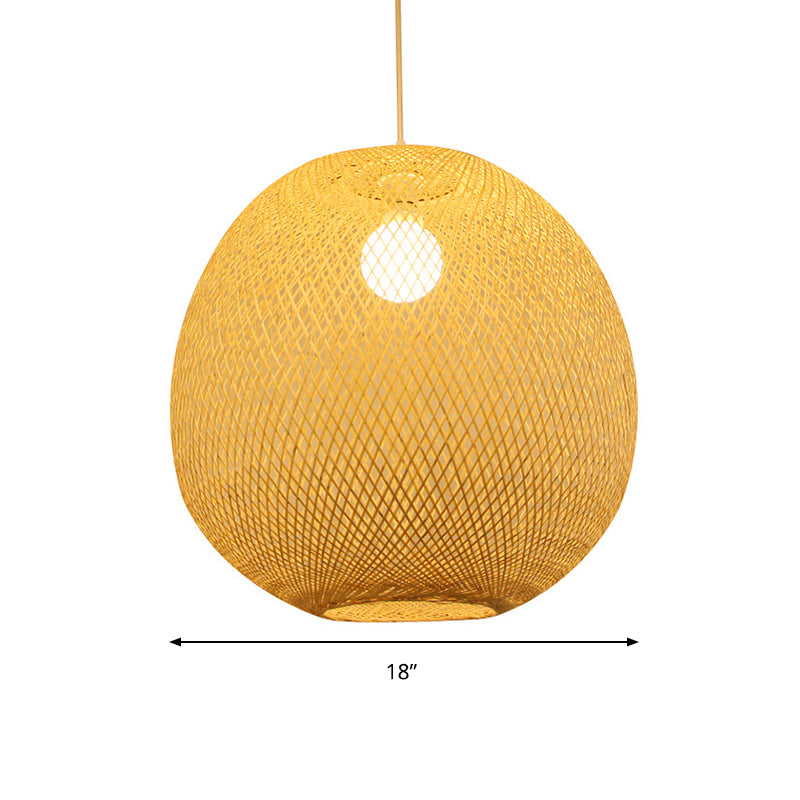 14"/18"/21.5" Wide Ball Ceiling Lamp Modern Bamboo 1 Light Restaurant Pendant Light in Beige Clearhalo 'Ceiling Lights' 'Modern Pendants' 'Modern' 'Pendant Lights' 'Pendants' Lighting' 294710