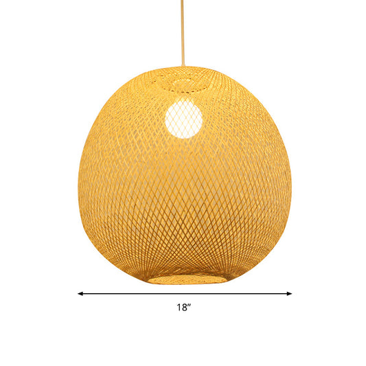 14"/18"/21.5" Wide Ball Ceiling Lamp Modern Bamboo 1 Light Restaurant Pendant Light in Beige Clearhalo 'Ceiling Lights' 'Modern Pendants' 'Modern' 'Pendant Lights' 'Pendants' Lighting' 294710