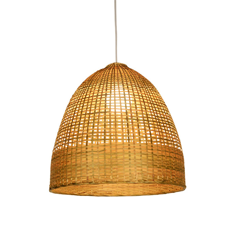 Beige Domed Shaped Ceiling Lamp Modern 1 Light Bamboo Pendant Lighting Clearhalo 'Ceiling Lights' 'Modern Pendants' 'Modern' 'Pendant Lights' 'Pendants' Lighting' 294721